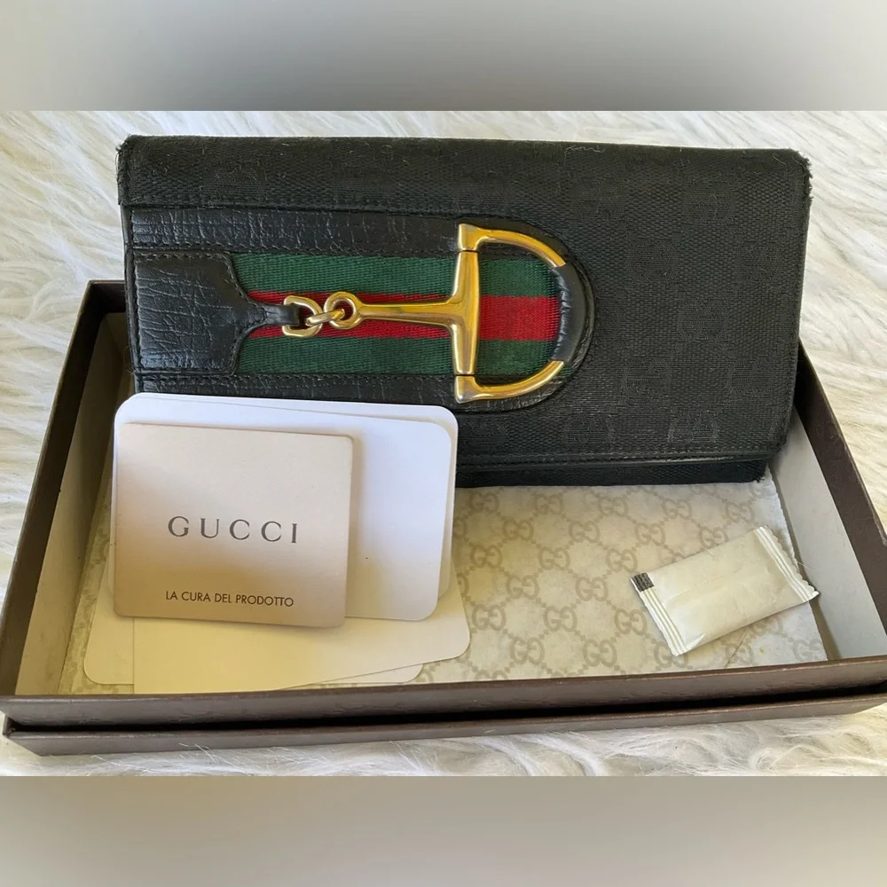 Gucci Horsebit Double Flap Long Wallet
